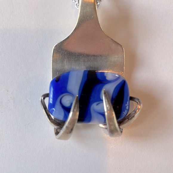 Silver Fork Art Glass Necklace - Picture 2 of 4